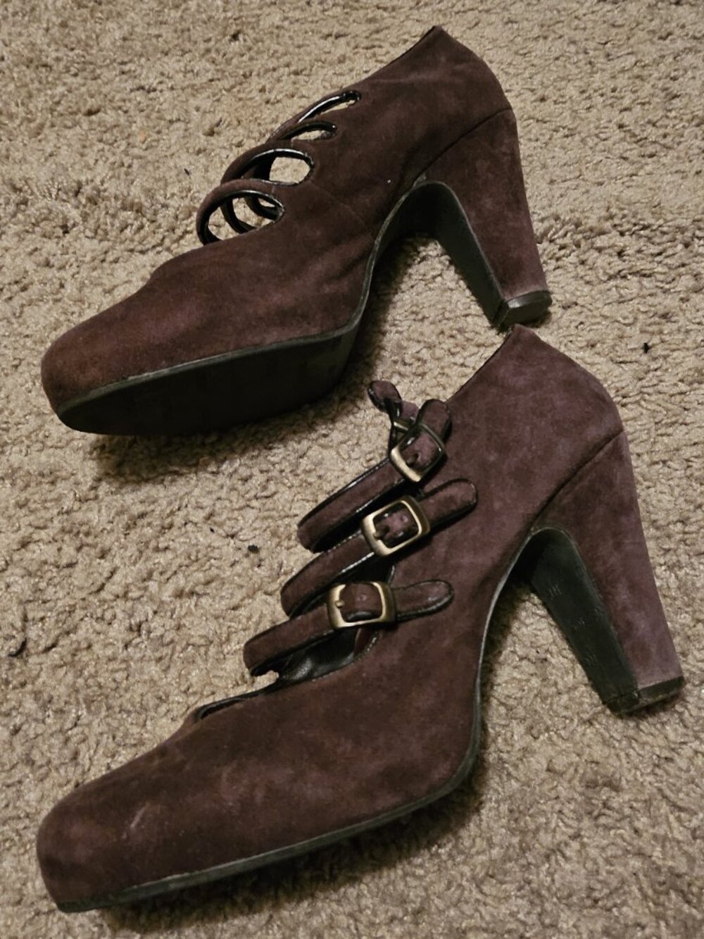 Cordani Brown Suede Platform Heels MULTI STRAP 39 (US 8) - Picture 4 of 7